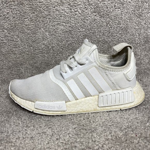 Adidas NMD R1 Triple White Athletic Running Shoes Low Top BA7245 Men's Size 4 - Picture 1 of 9